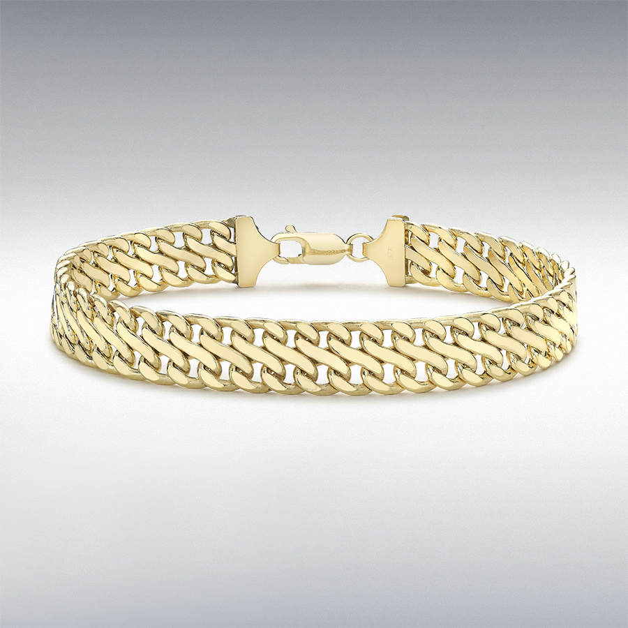 9ct Yellow Gold 9mm Double-Curb Chain Bracelet 19cm/7.5