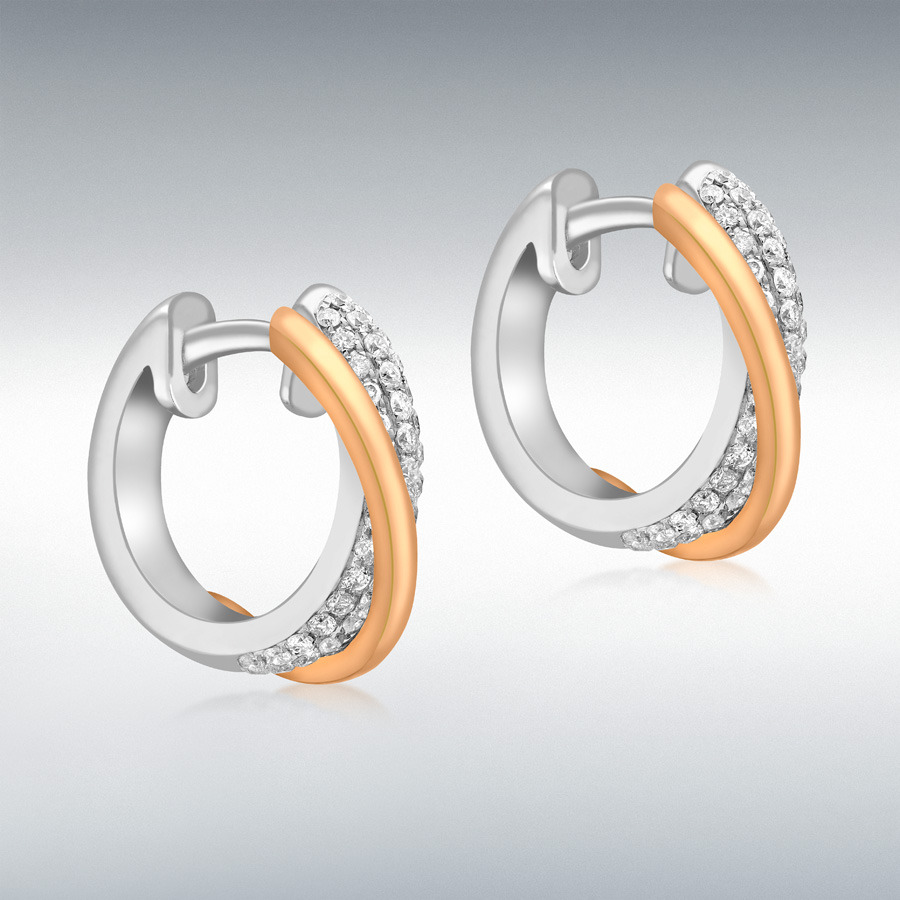 18ct 2-Colour Gold 0.55ct Diamond Crossover Hoop Earrings
