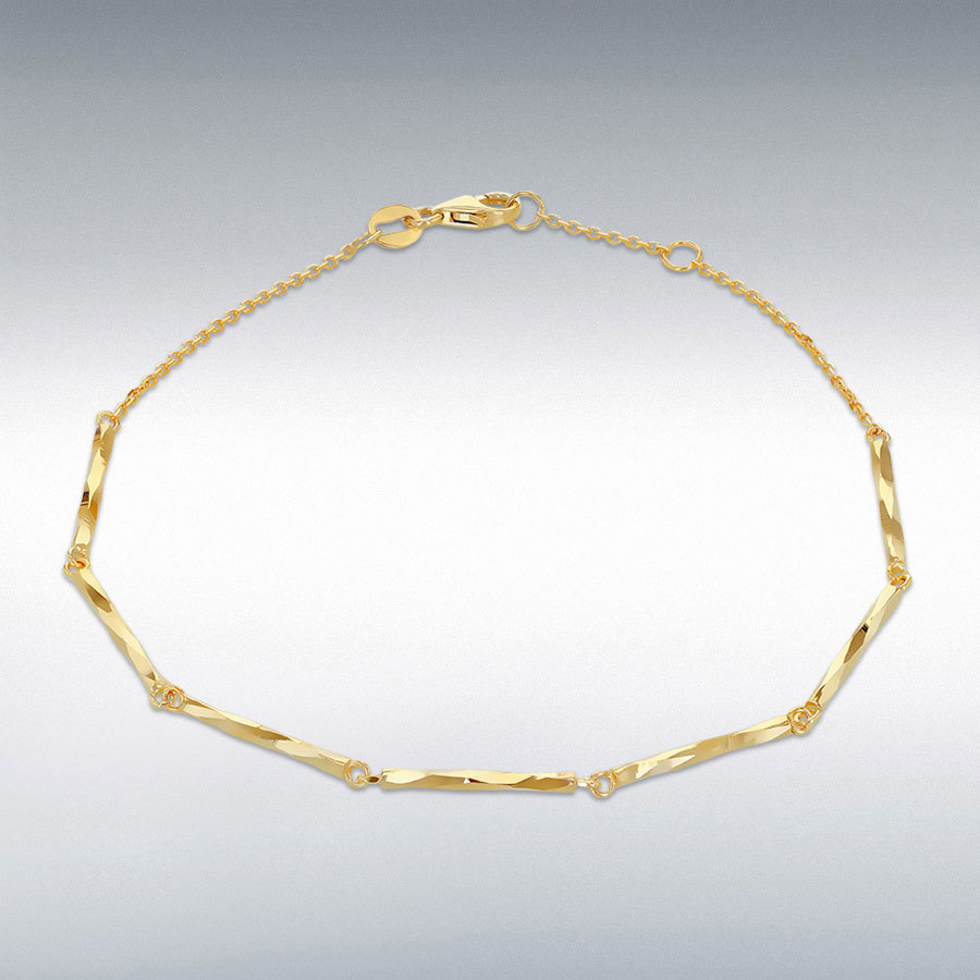 9CT YELLOW GOLD 1.5MM TRACE DIAMOND CUT BRACELET 18cm/7"-19cm/7.5" "