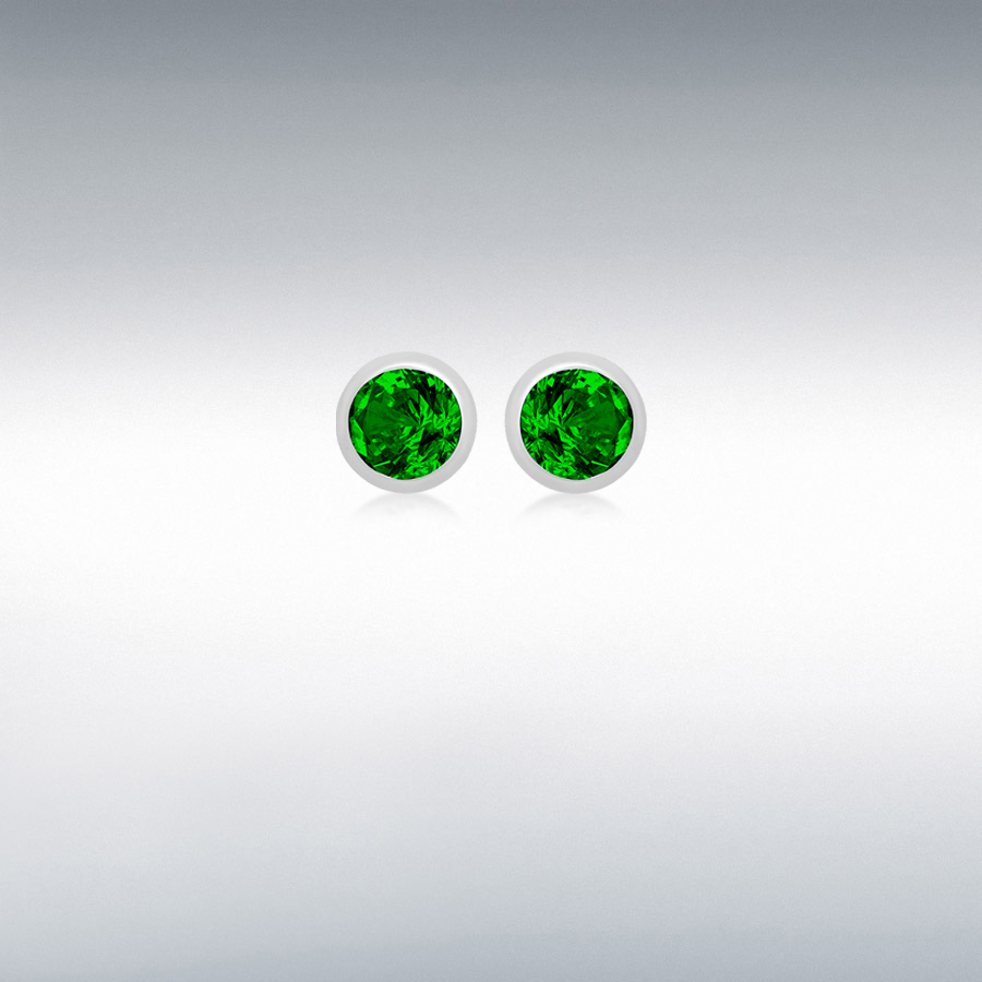Sterling Silver 3mm Green CZ May Birthstone 4mm Stud Earrings