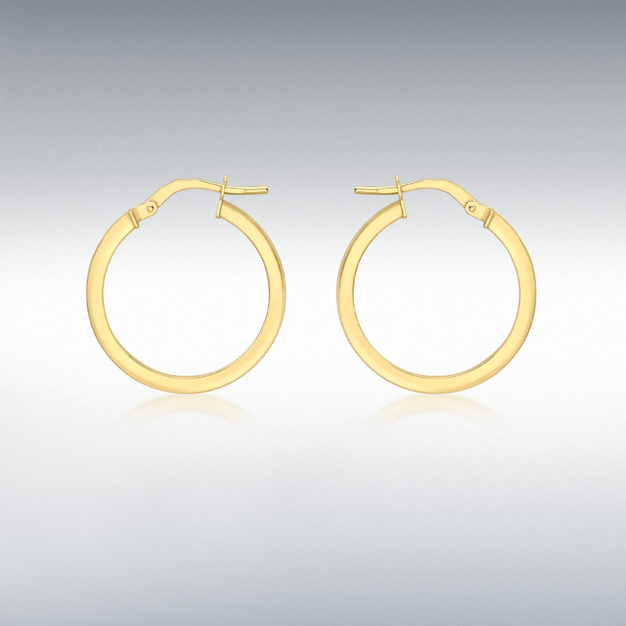 18ct Yellow Gold 21mm Square-Tube Round Creole Earrings