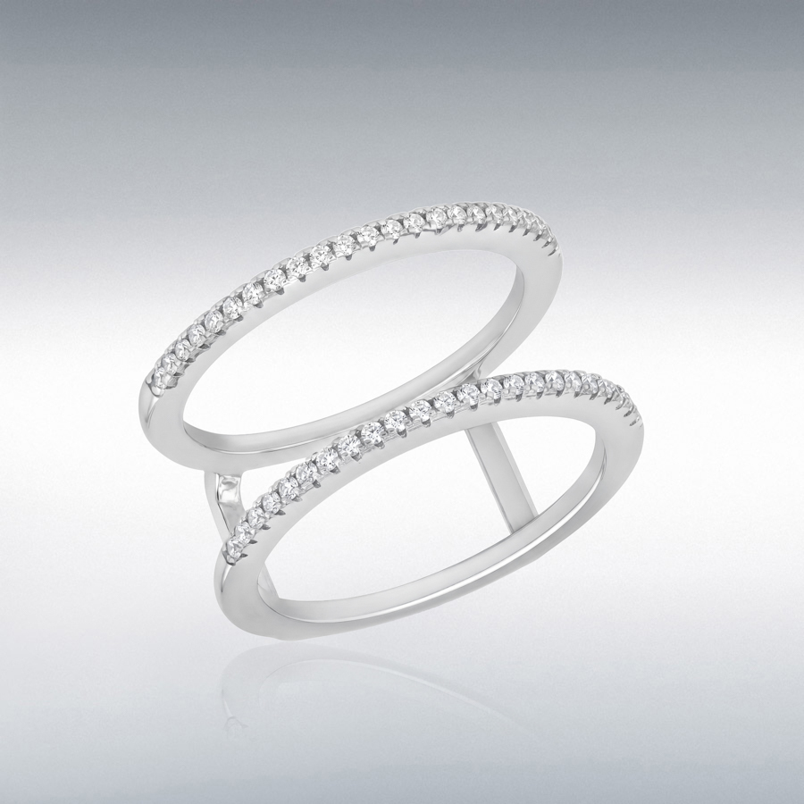 Sterling Silver Rhodium Plated Oura Ring CZ Enhancer  