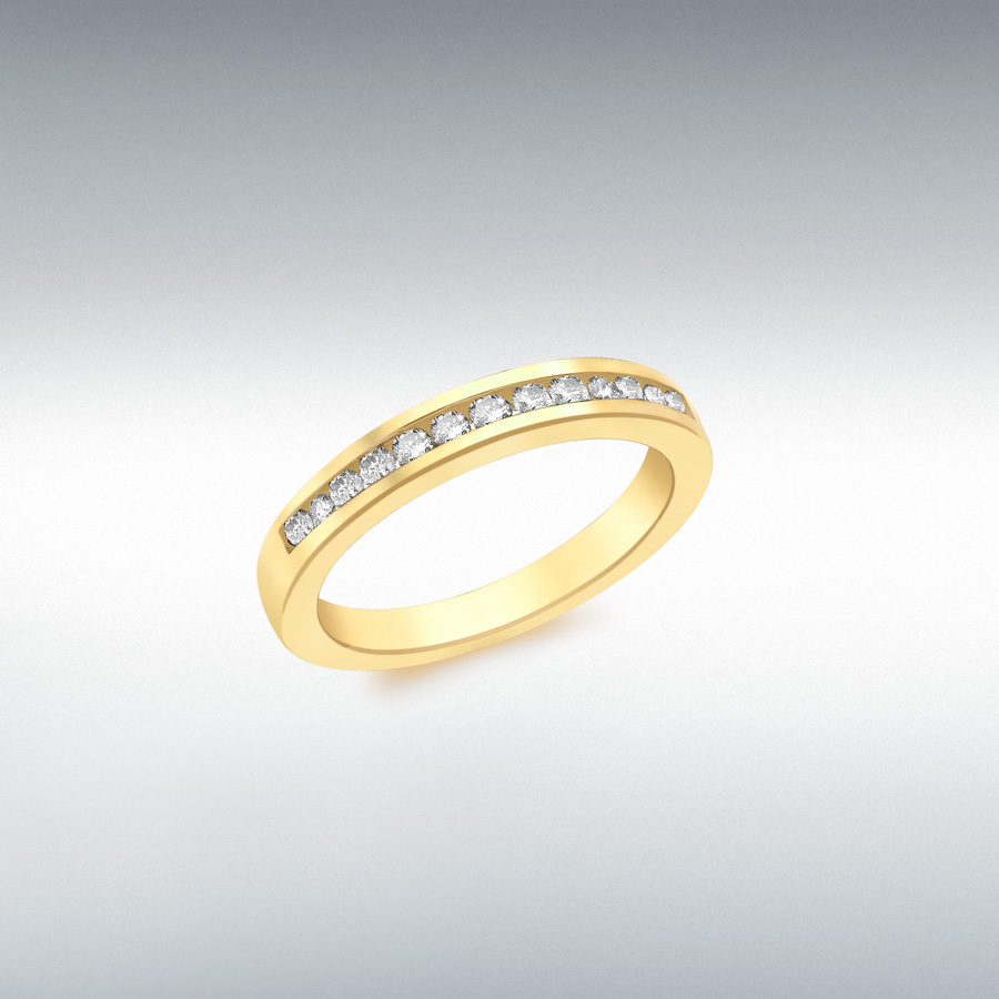 9ct Yellow Gold 0.25ct Diamond Channel Set Half-Eternity Ring