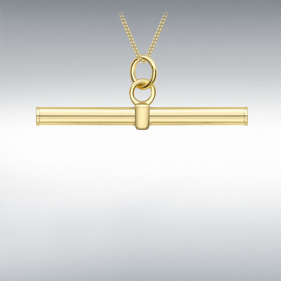 9ct Yellow Gold 30mm x 10mm Round T-Bar Pendant