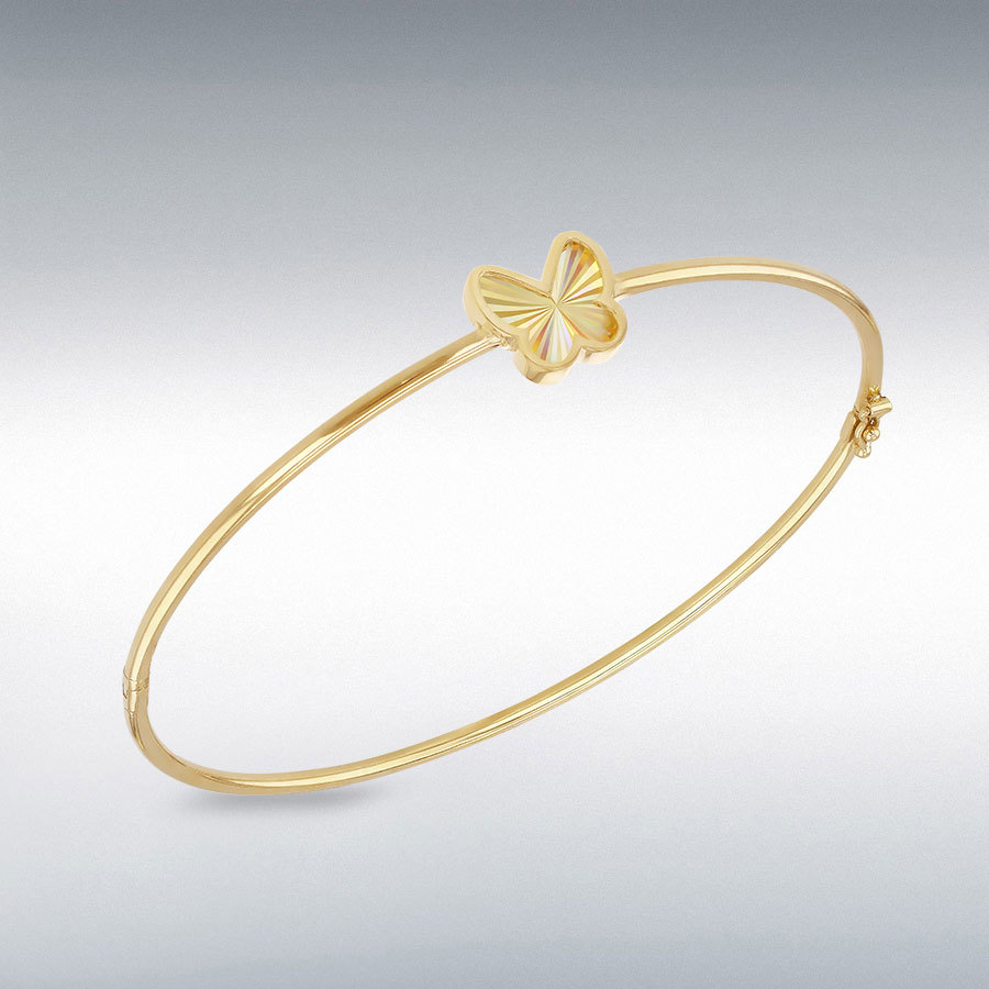 9ct Yellow Gold Rainbow Butterfly Bangle