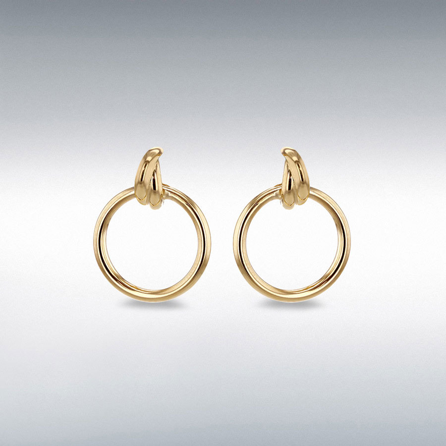 18ct Yellow Gold Bail with Circle Stud Earrings