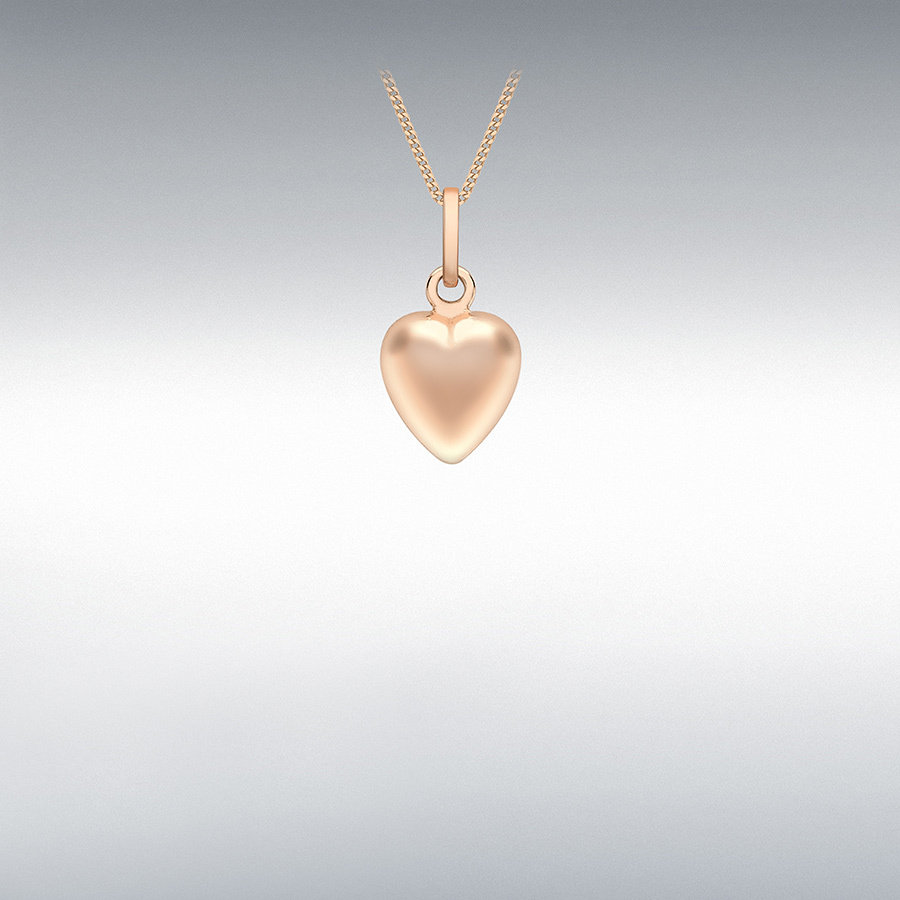 9ct Rose Gold 7.6mm x 14.3mm Puffed-Hollow-Heart Pendant