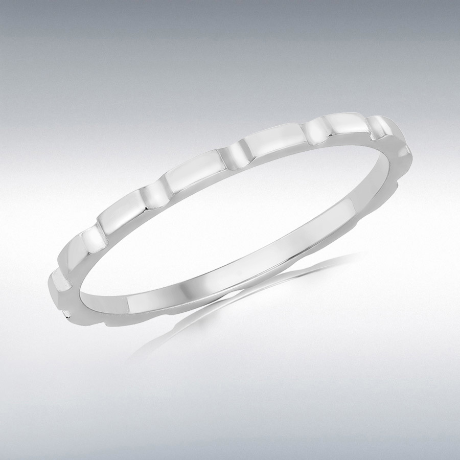 9ct White Gold Flat Brick Band Stack Ring