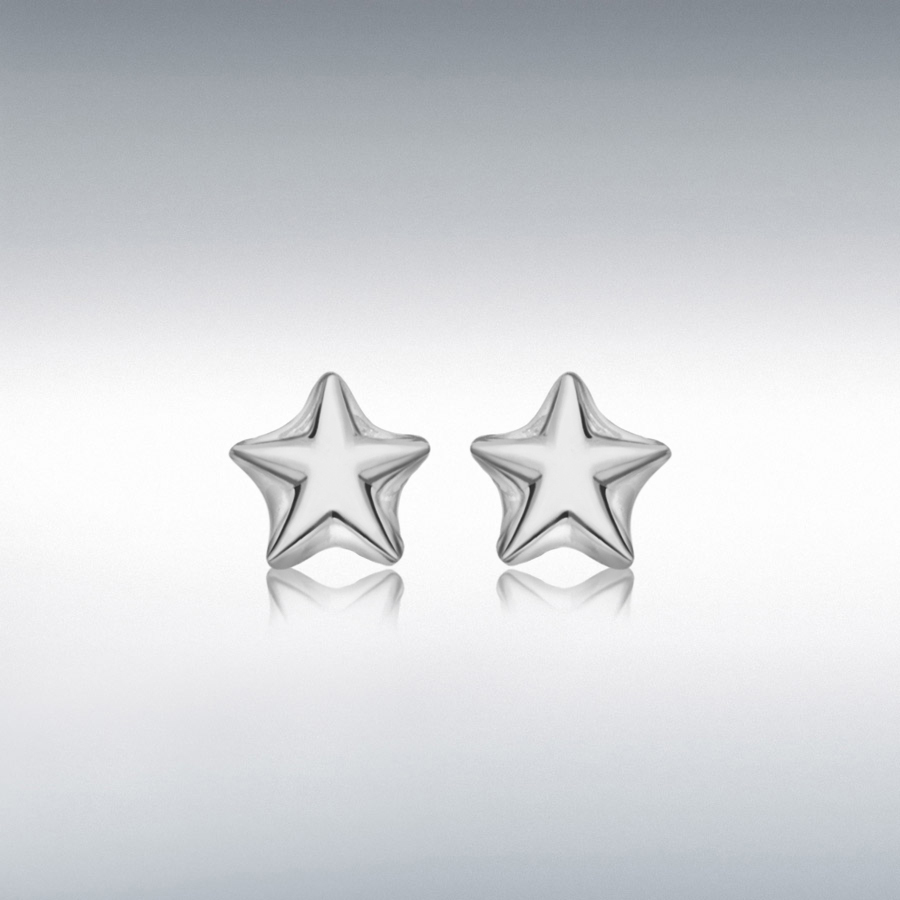Sterling Silver Rhodium Plated 5mm x 5mm Star Stud Earrings