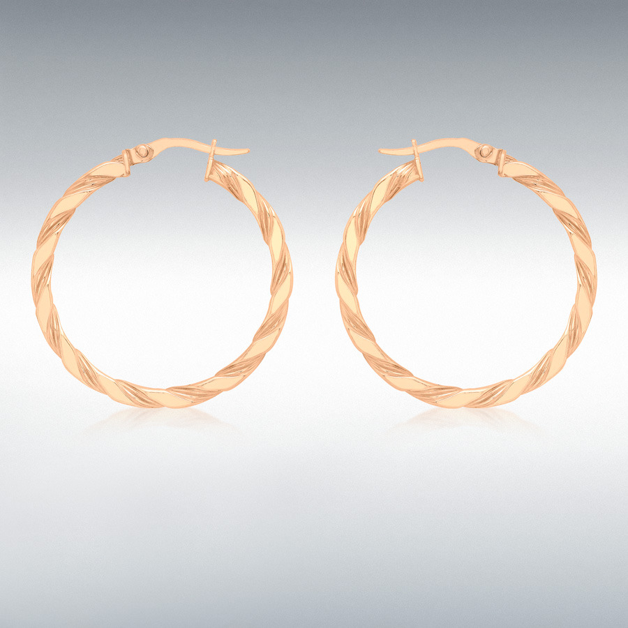 9ct Rose Gold 30mm Twist Creole Earrings