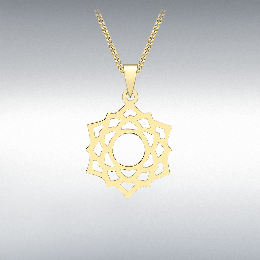 9ct Yellow Gold 13mm x 21mm Crown Chakra Pendant