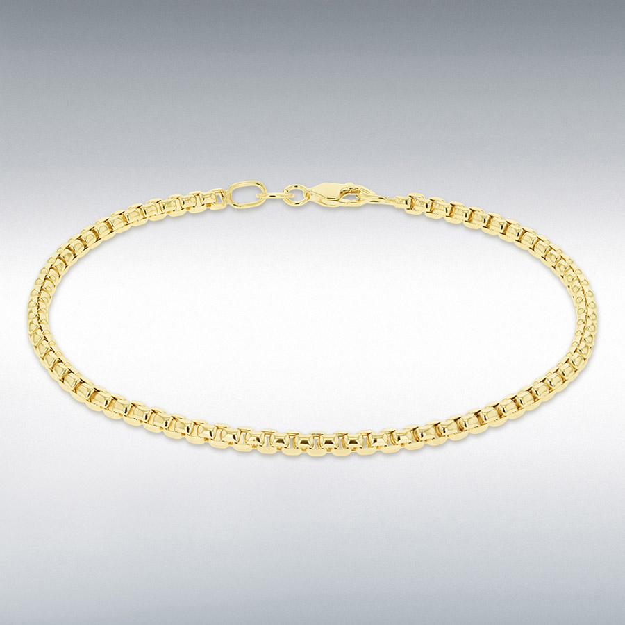 14ct Yellow Gold Diamond Cut Box Bracelet 20cm/8"