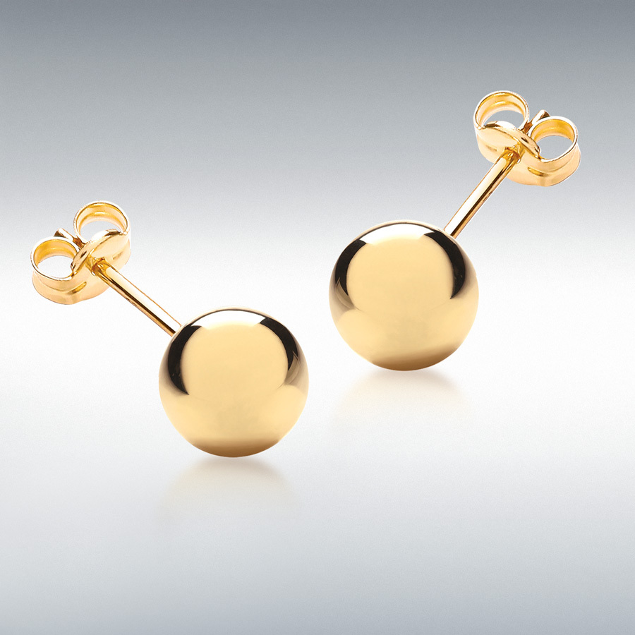 14K Gold Plated Polished Sterling Silver Round 12mm Ball Bead Stud Earrings  - Walmart.com