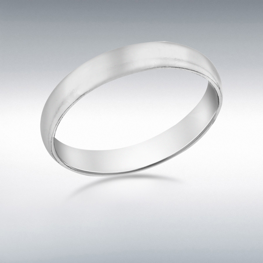 Sterling Silver Rhodium Plated 4mm Band Ring