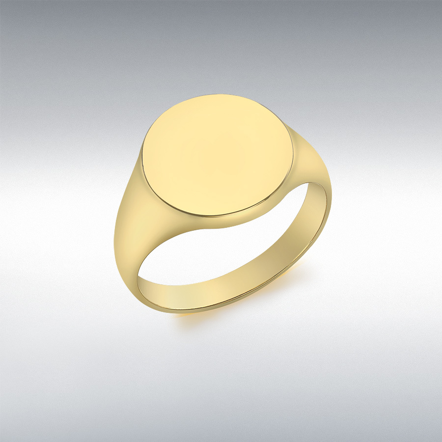 9ct Yellow Gold Plain 13mm Round Signet Ring