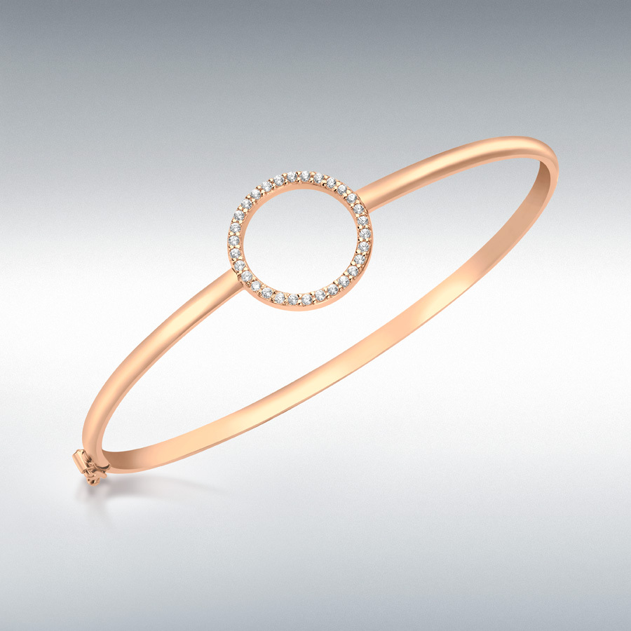 9ct Rose Gold CZ 16mm Ring Bangle