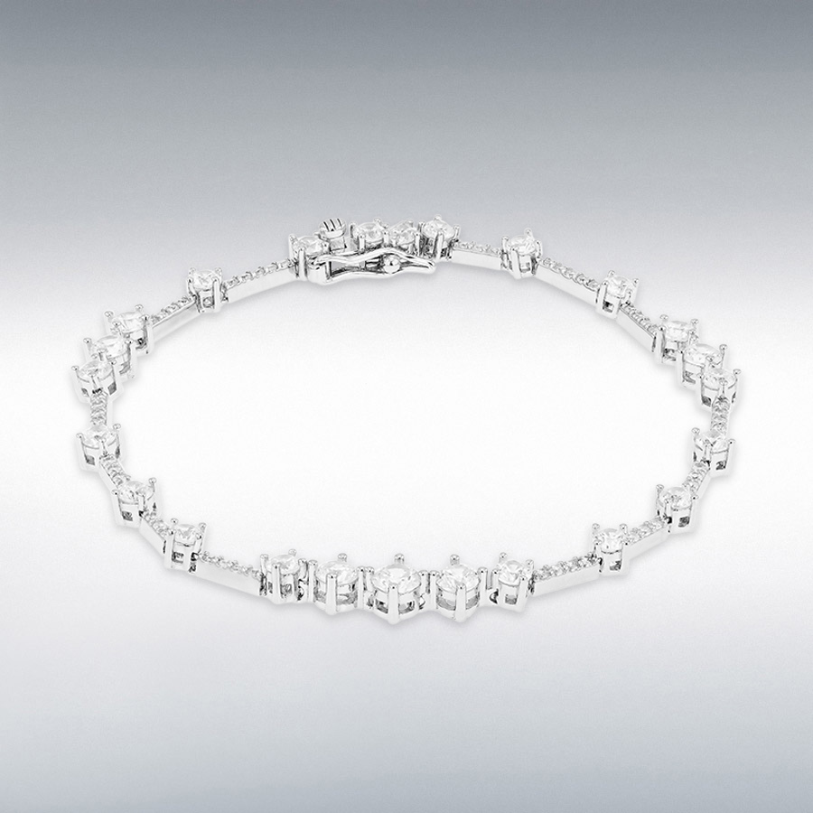 Sterling Silver Rhodium Plated CZ 1.5mm-5.5mm Interval Tennis Bracelet 19cm/7.5"