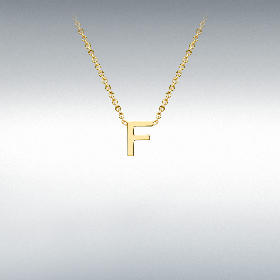 9ct Yellow Gold 3.5mm x 4.5mm 'F' Initial Adjustable Necklace 38cm/15"-43cm/17"