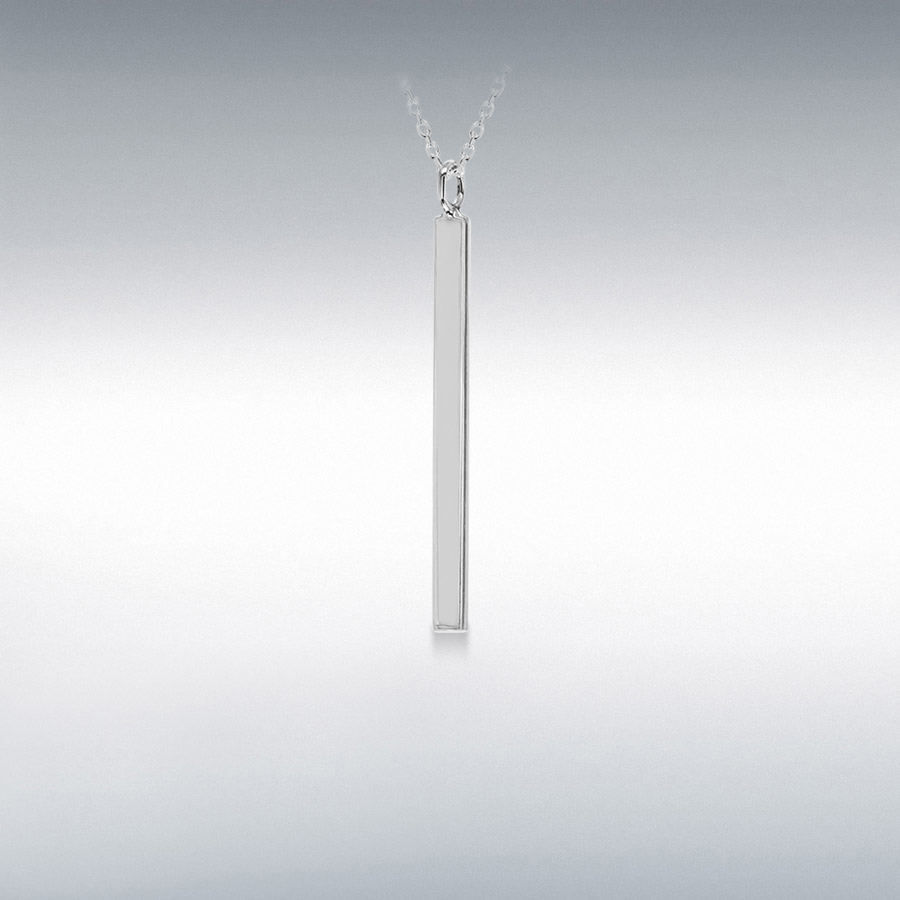 Sterling Silver 3mm x 40mm 'Vertical Bar' Necklace 66cm/26