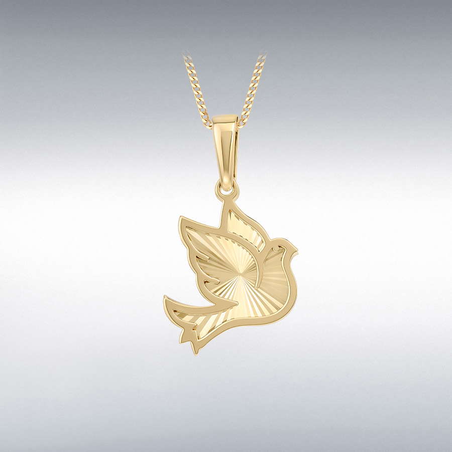 9ct Yellow Gold Rainbow Dove Pendant