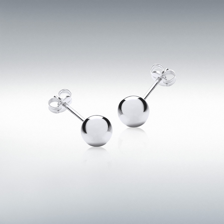18ct White Gold 6mm Polished Ball Stud Earrings