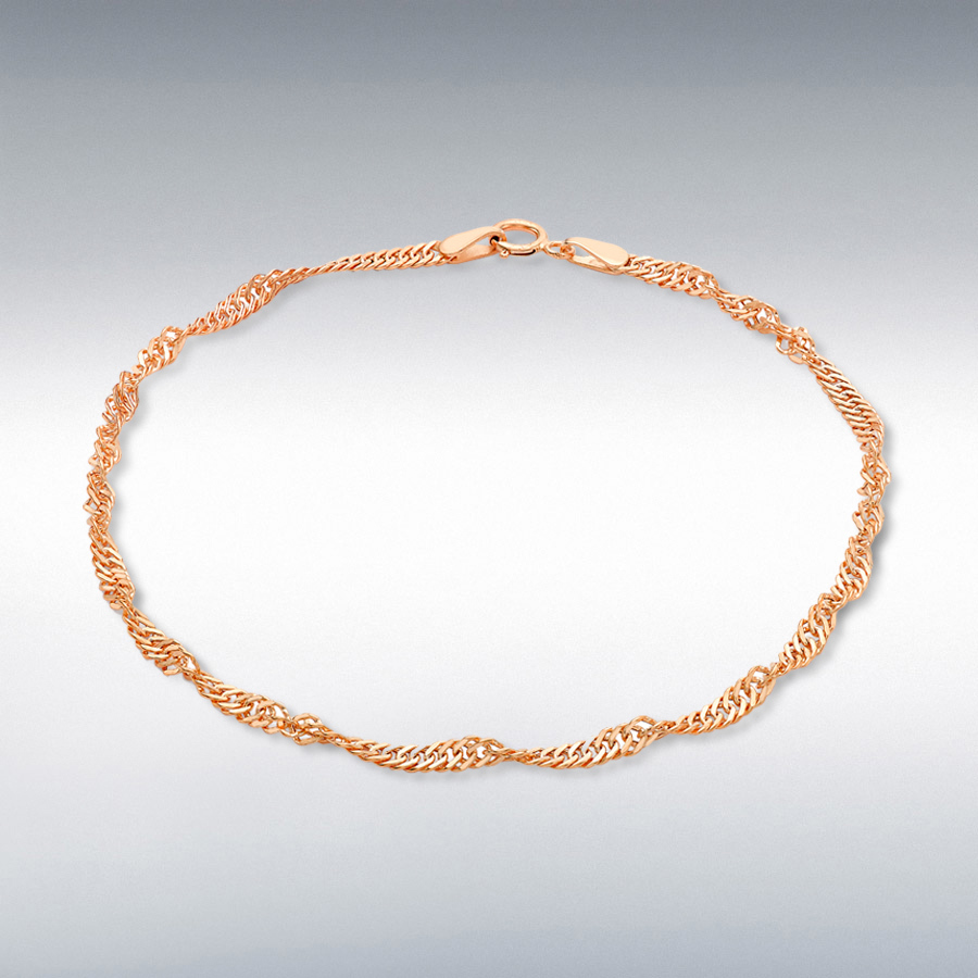 9ct Rose Gold 45 Twist Curb Chain Bracelet 19cm/7.5"