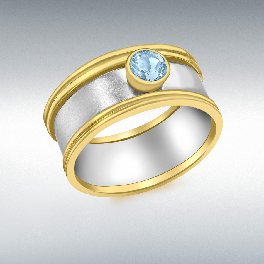 9ct Yellow and White Gold Blue Topaz Ring