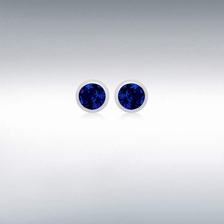 Sterling Silver 3mm Blue CZ September Birthstone 4mm Stud Earrings