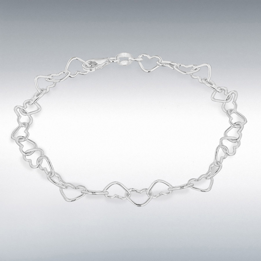 Sterling Silver Open-Heart-Link Bracelet 19cm/7.5