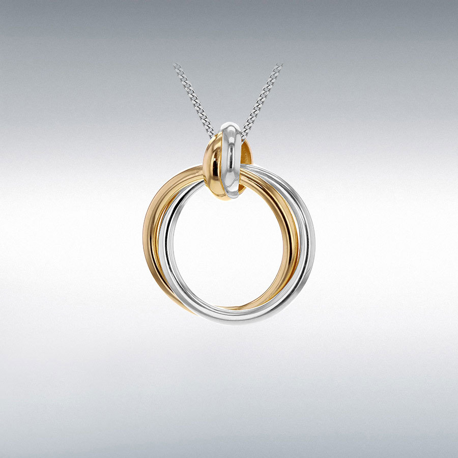 18ct 2-Colour Gold Yellow and White Gold Bail with 16.5mm Double Circle Pendant