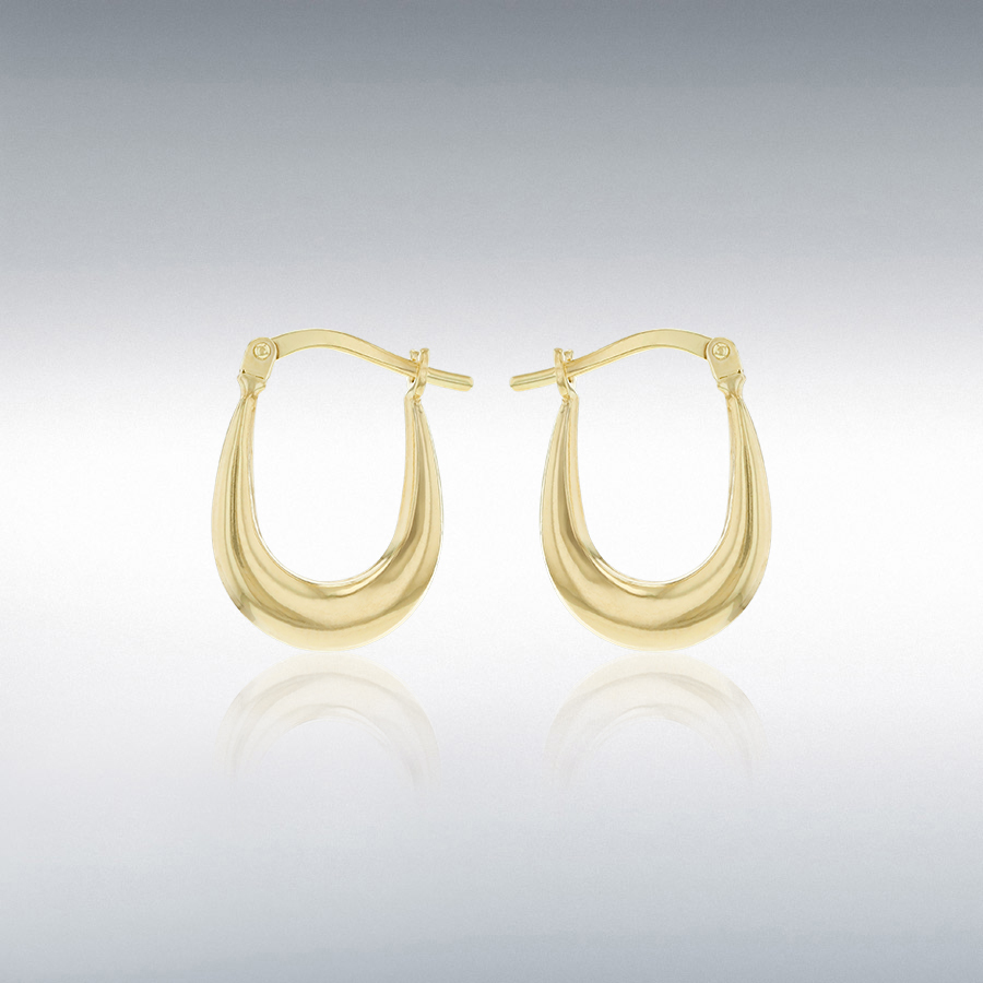 Sterling Silver 9ct Bonded Oval tapered Creole Earring