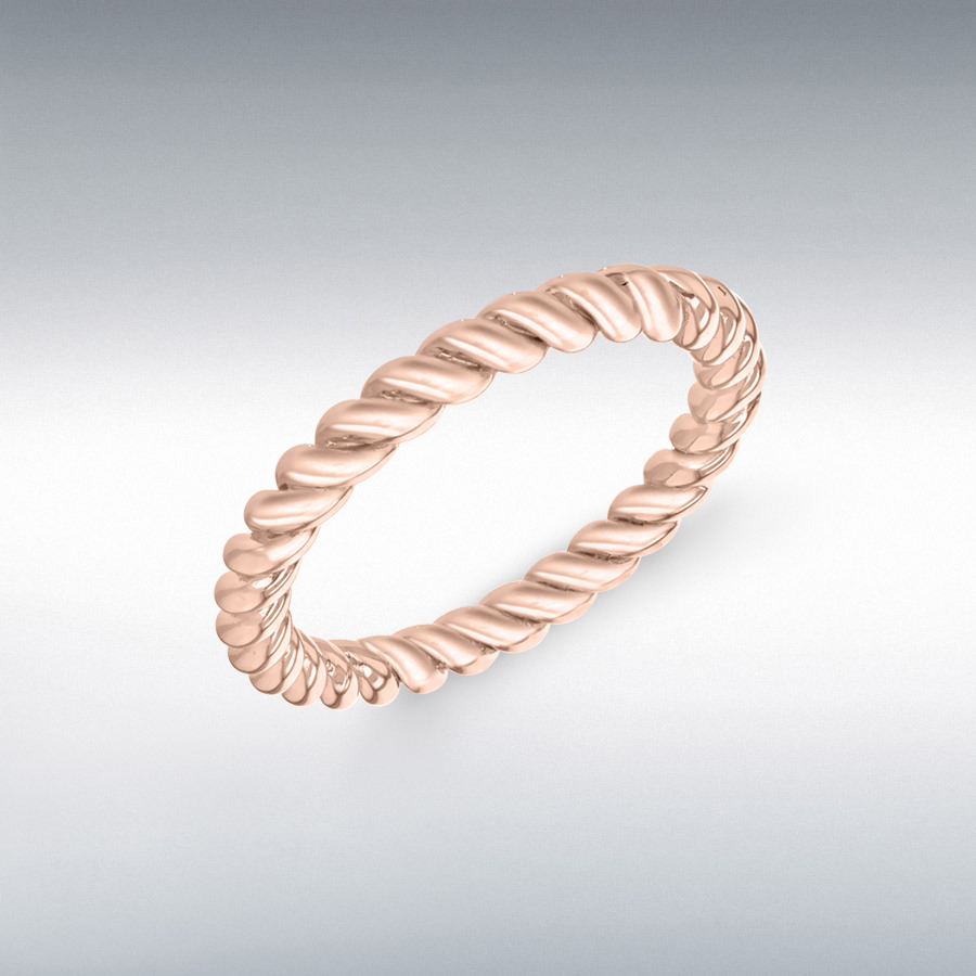 Sterling Silver Rose Gold Plated 3mm Twist Band Stacking Ring