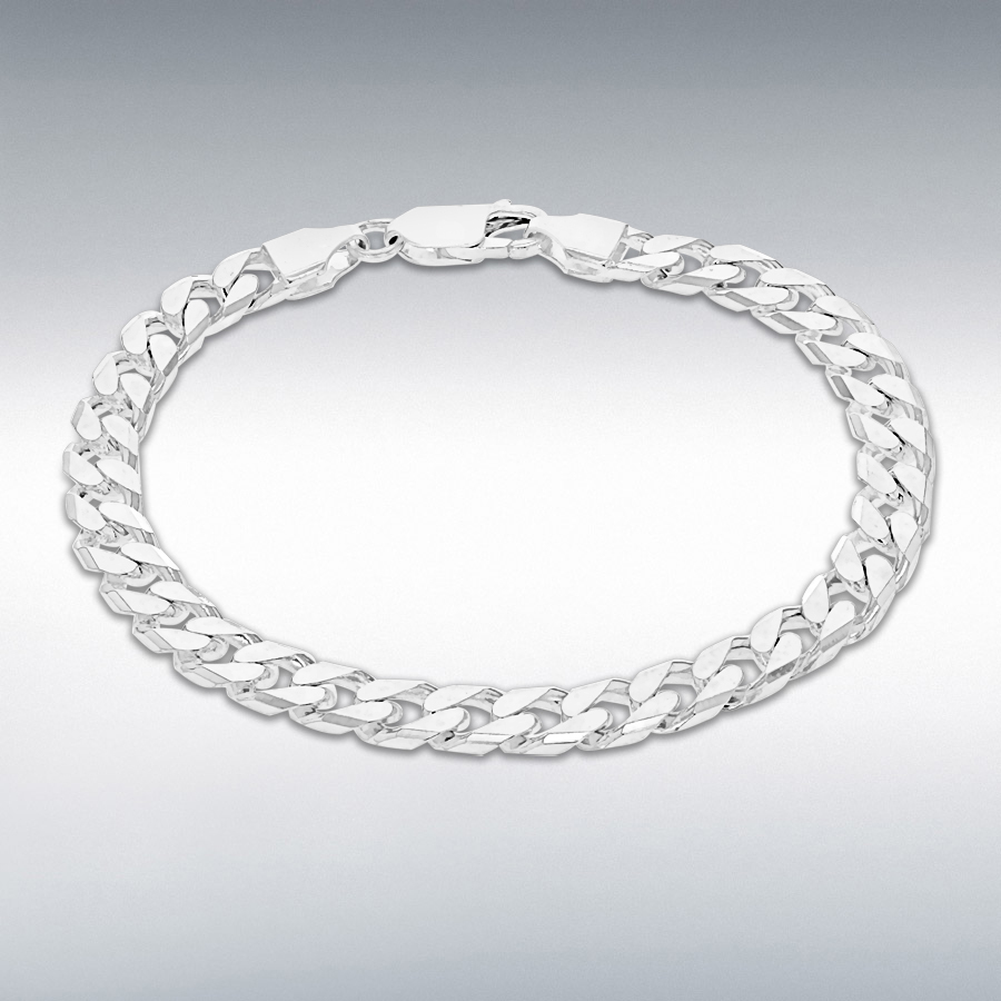 Sterling Silver 180 Diamond Cut Curb Bracelet 18cm/7"