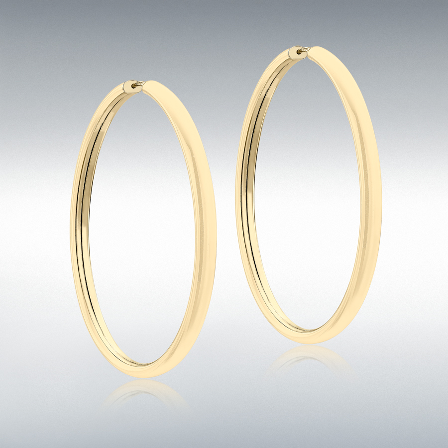 9ct Yellow Gold 4mm Tube 55mm Hoop Earrings