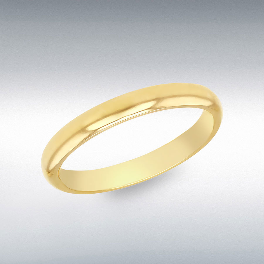 9ct Yellow Gold 3mm Comfort Fit Plain Wedding Band Ring