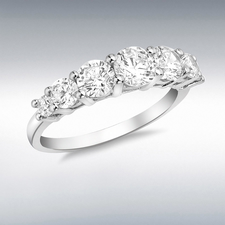 18ct White Gold 7-CZ Graduated Half-Eternity Ring