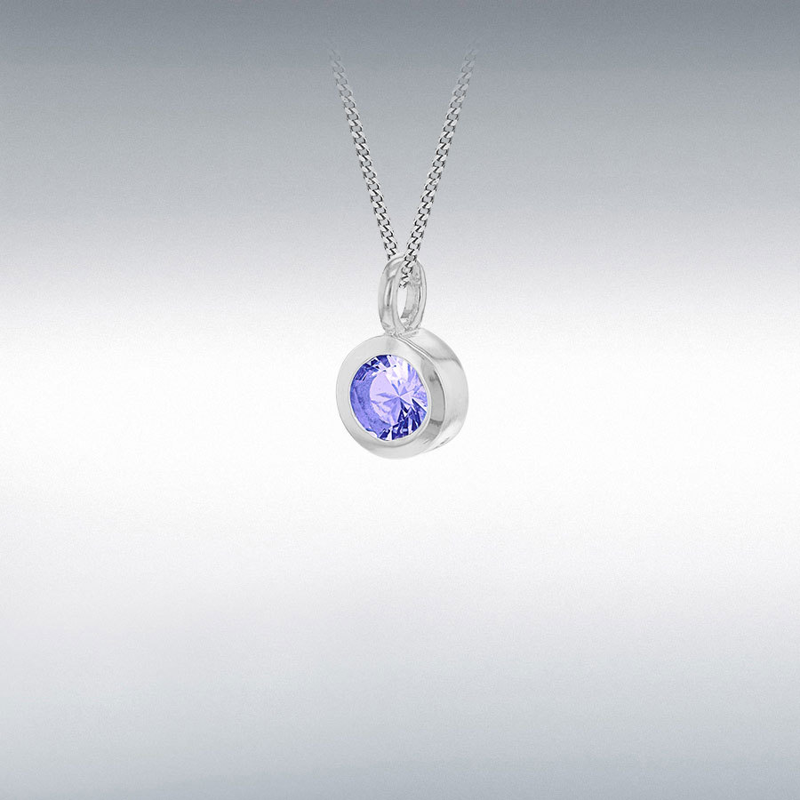 Sterling Silver Lilac 5mm CZ 7mm x 11.5mm June Birthstone Pendant