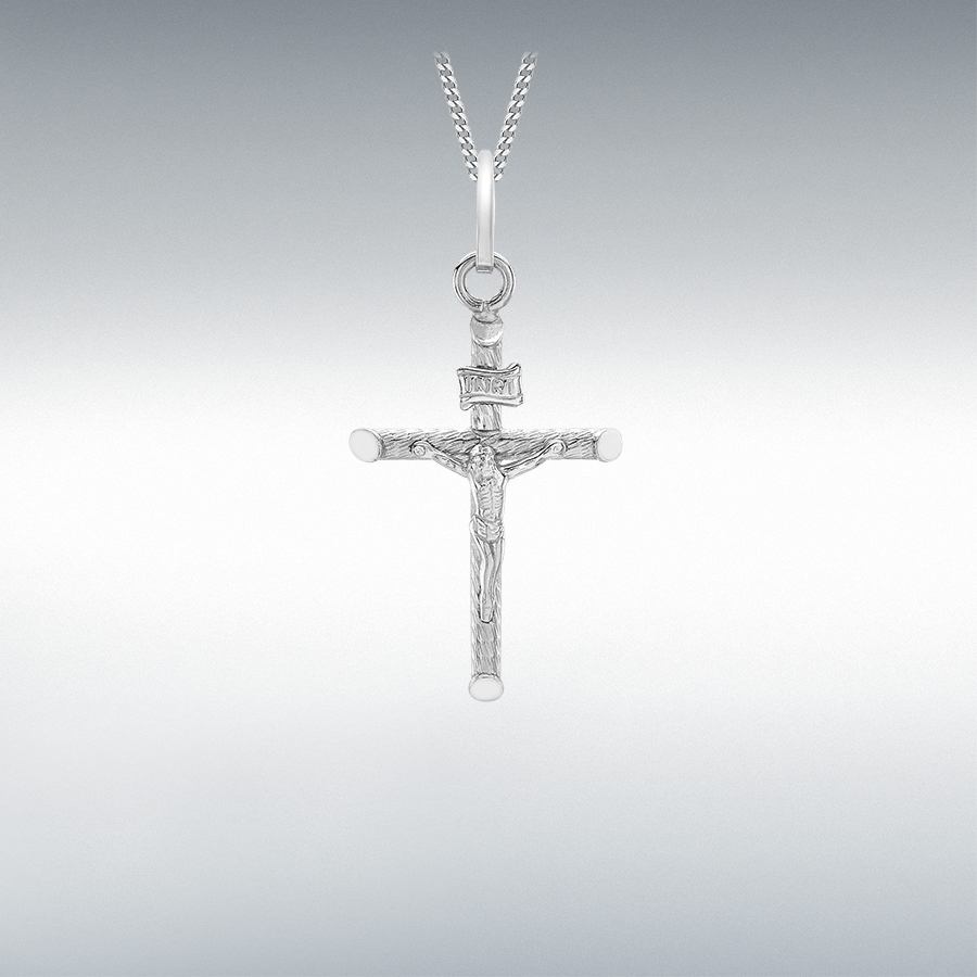 9ct White Gold 17mm x 28mm Textured Crucifix Pendant
