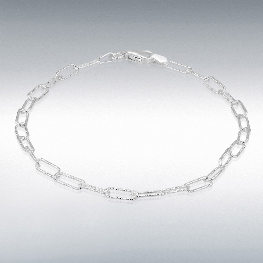 Sterling Silver Diamond Cut 3mm Thin Paper Bracelet 18.5cm/7.25"