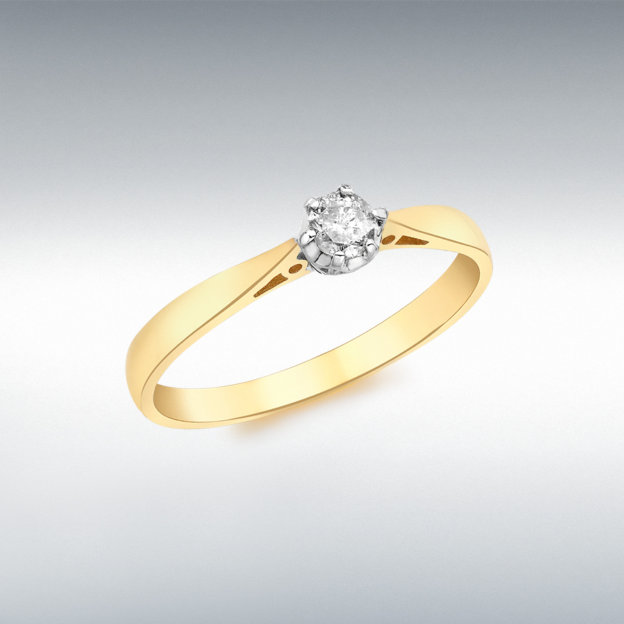 9ct Yellow Gold 0.10ct Solitaire Diamond Ring