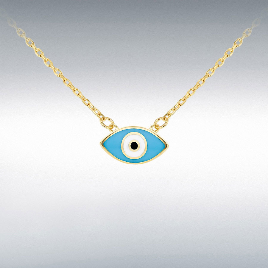 9ct Yellow Gold 10mm X 6mm Evil Eye Necklace 41-43cm/16-17"