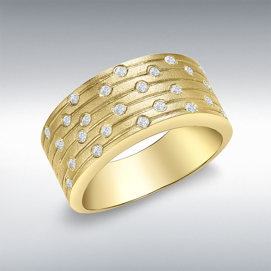 9ct Yellow Gold 0.25ct Diamond Satin Band Ring