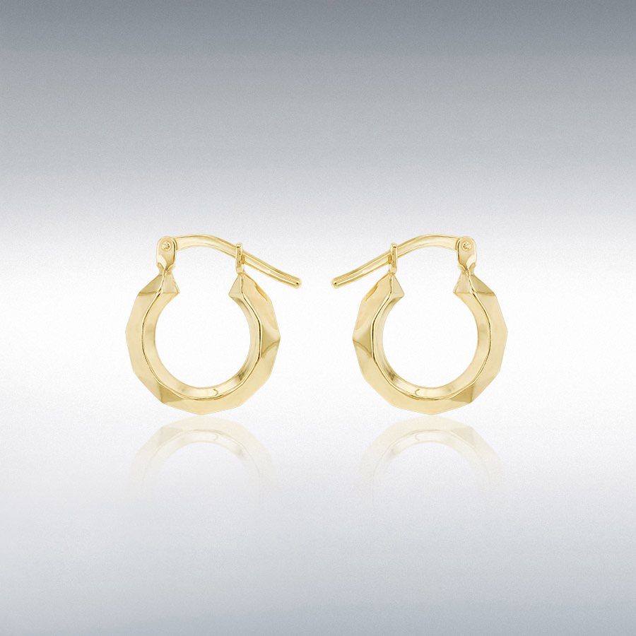 Sterling Silver 9ct Bonded Faceted Creole Earring