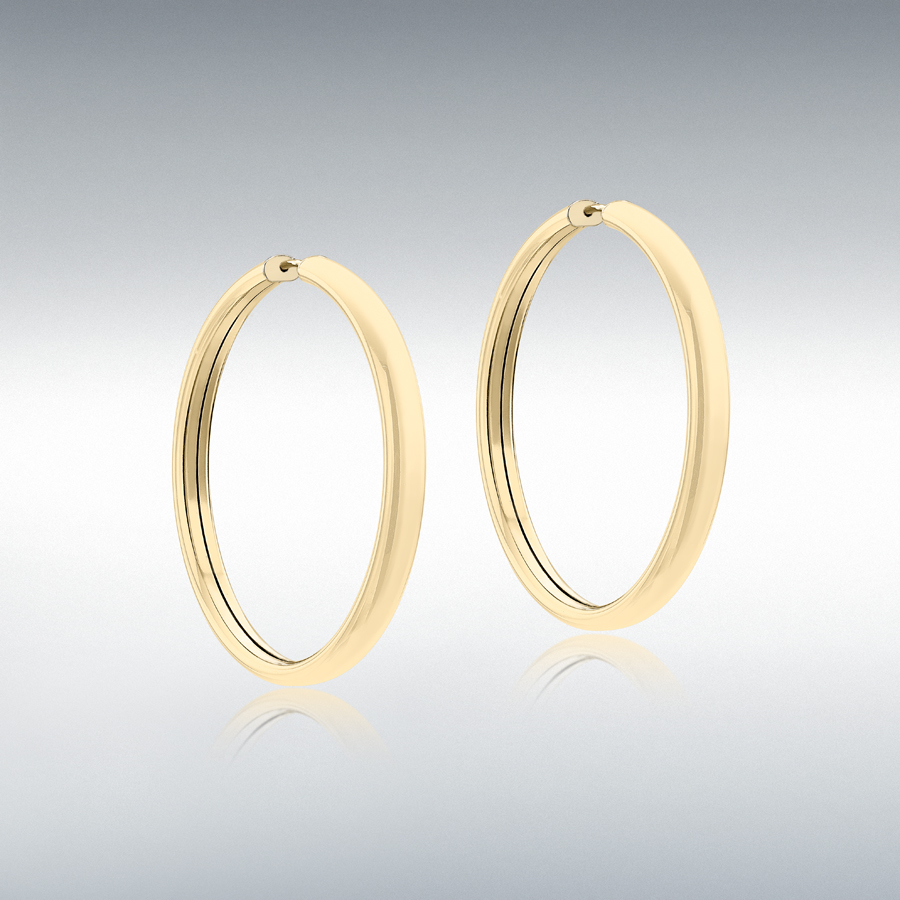 9ct Yellow Gold 4mm Tube 40mm Hoop Earrings