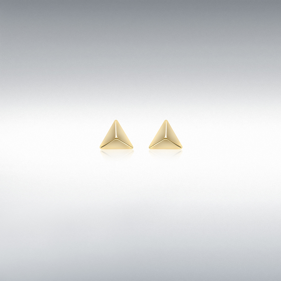 9ct Yellow Gold 10mm x 8.5mm Elongated Pyramid Stud Earrings