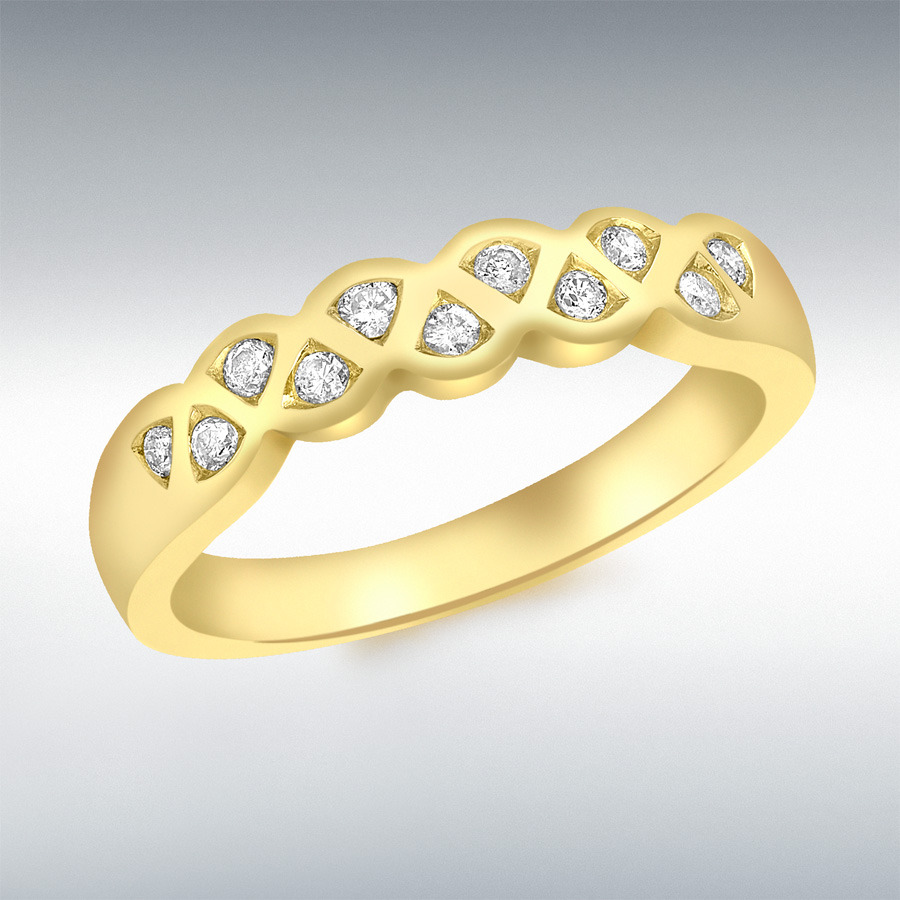 18ct Yellow Gold 0.15ct Diamond 11-Stone Ring