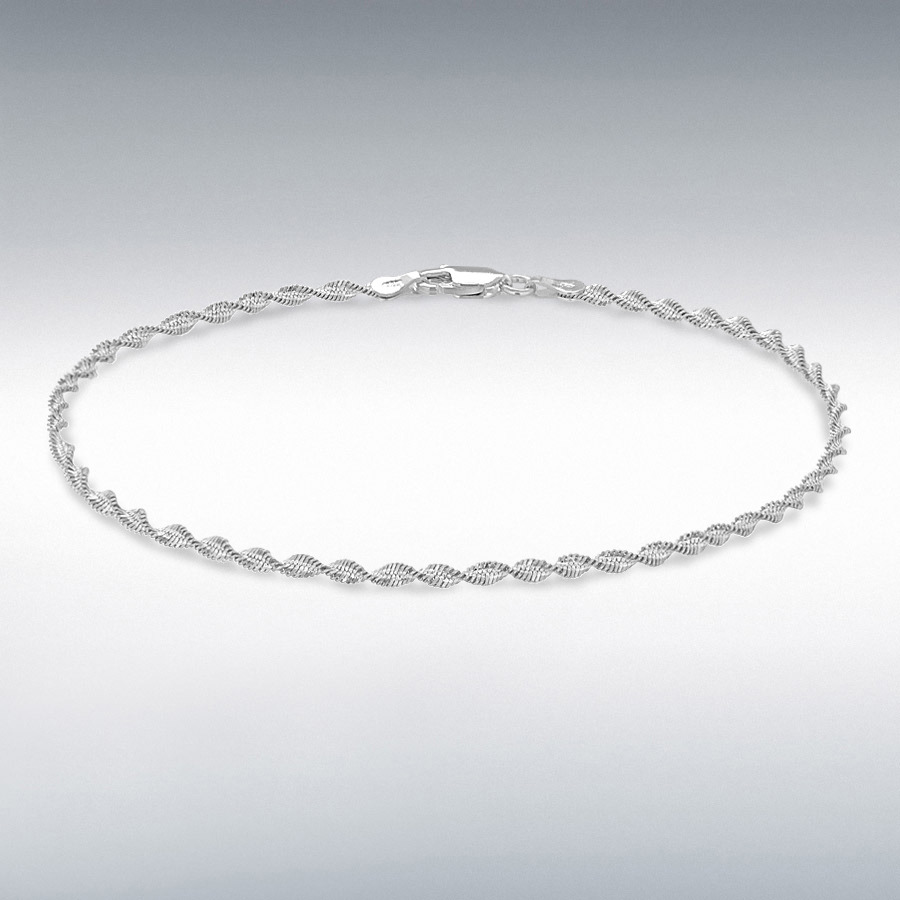 Sterling Silver 2.4mm Twisted Herringbone Bracelet 19cm/7.5"