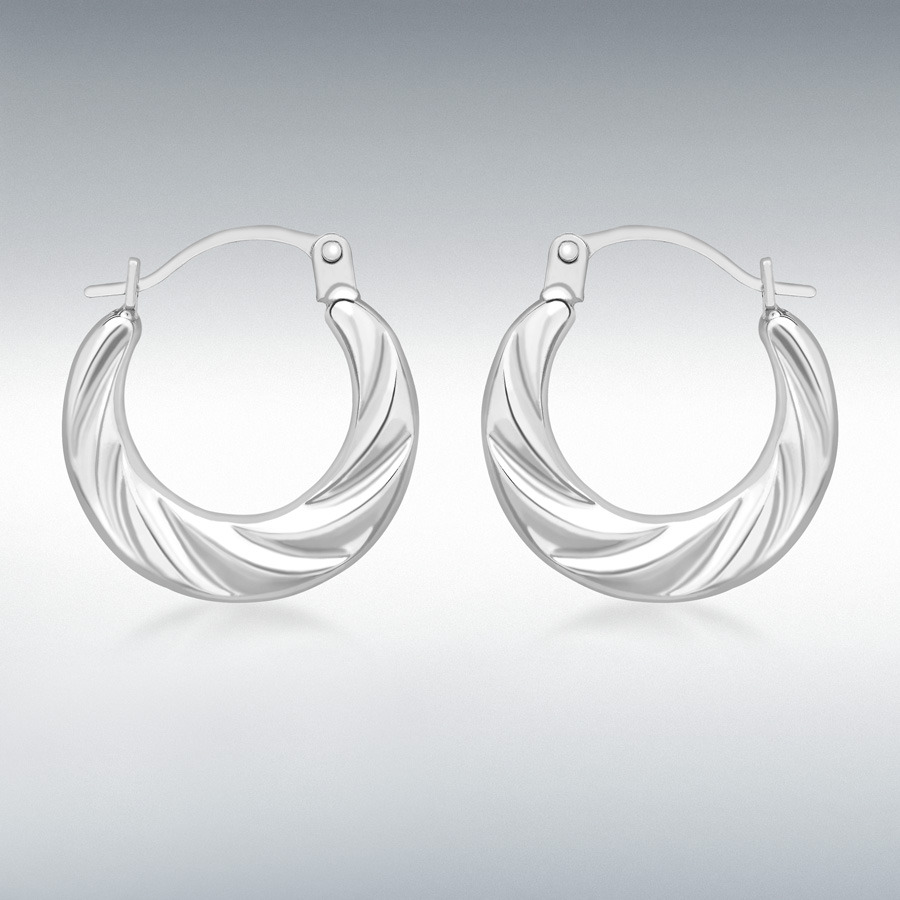 9ct White Gold 15.5mm x 15mm Twist Creole Earrings
