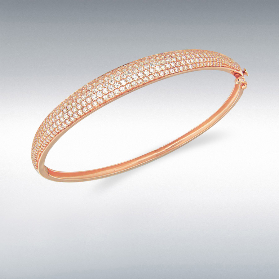 Sterling Silver Rose Gold Plated CZ Pave Set 3mm-7mm Bangle