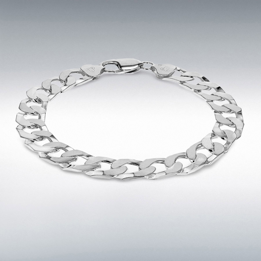 Sterling Silver 280 Flat Square Link Curb Bracelet 21.5cm/8.5"